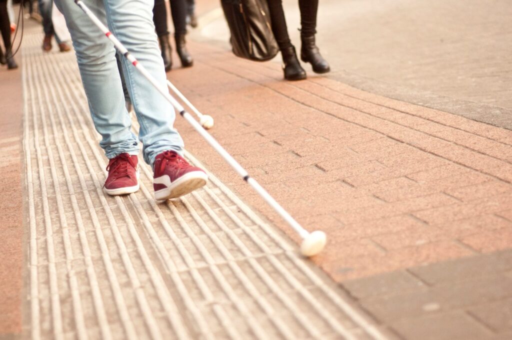 Taststok met een platte schijf aan de onderkant